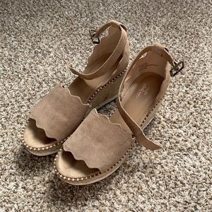 Crown Vintage Nude Suede Espadrille Wedge